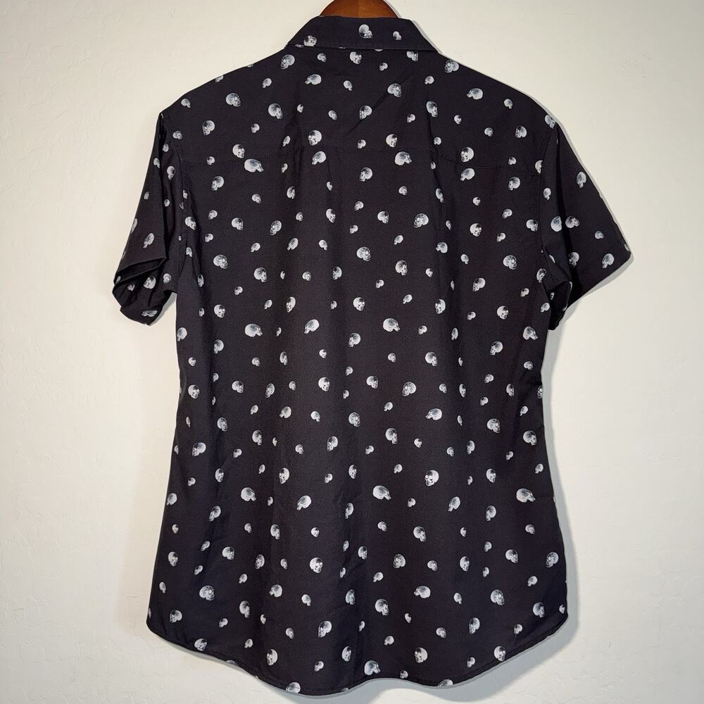 Dixxon The Dome D-Lite Womens Button Up Short Sleeve Tech Skull Black Size XL - Picture 2 of 6